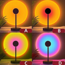 (B, One size) Sunset Lamp, Projector Sunset Light 180 Degree Rotation Projection Led Night Light For Photography, Selfie, Home And Bedroom Decor-1pcs