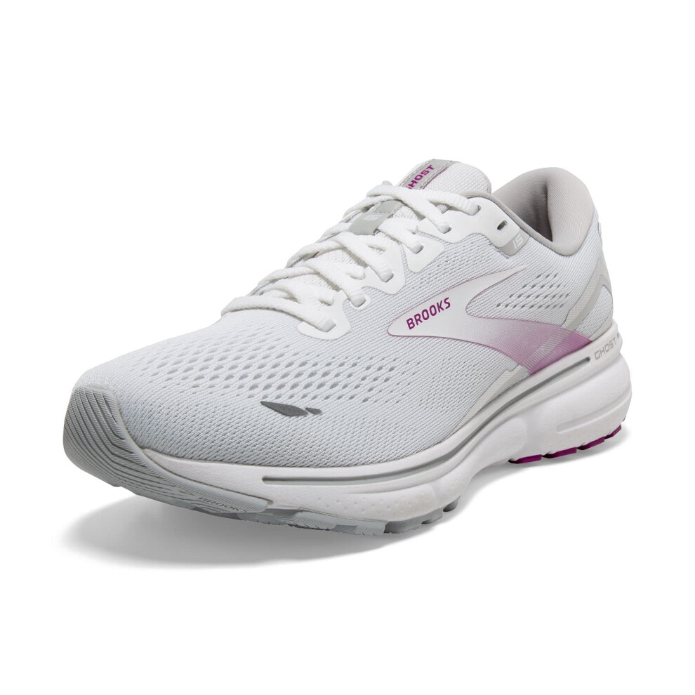 Brooks Women's Ghost 15 Neutral Running Shoe - White/Oyster/Viola - 9.5 Medium