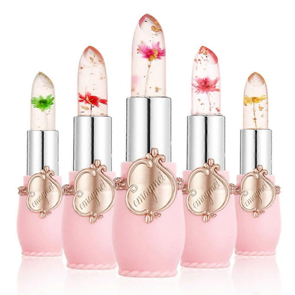 Spiez Blue (As Show, One Size) 6Pcs/Set Jelly Temperature Change Color Lip Balm Transparent Flower Lipstick Makeup