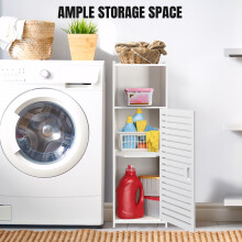 3 Tier Bathroom Storage Cabinet with Door - Freestanding Floor Organizer for Entryway, Hallway, Kitchen, Bathroom - Slim Design Cabinet