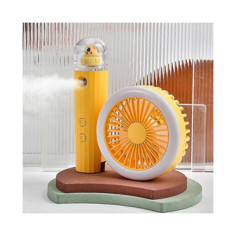 (As show, One size) LINJOU Handheld Fan with Fog, 3 Speed Handheld Portable Mini Fan (Lemon Yellow)-image-OPC-PG59BT2-NEW