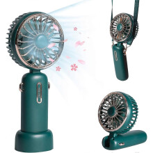 (As show, One size) LINJOU Portable Fan - Neck Fan and Desk Fan and Hand Fan 3-in-1, 2000mAh   - Green