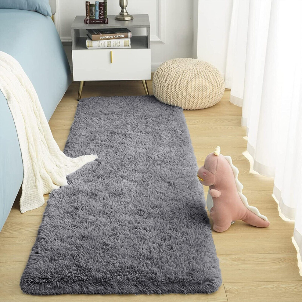 Moonlight Bedding Limited (60Cm X 220Cm (2Ft X 7Ft 7")_Runner) Extra Large Shaggy Rugs Non Slip Living Room Bedroom Carpets Grey