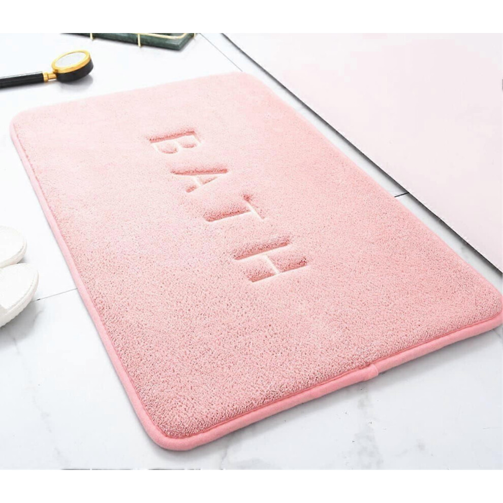 (As show, One size) LINJOU Memory Foam Bath Rug, Embroidered Bathroom Floor Pad, Thick Shaggy Plush Bath Mat pink-image-OPC-PG59CK2-NEW