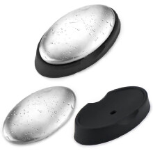 (As show, One size) LINJOU 2 Pack Stainless Steel Soap Hand Odor Eliminator Remover WITH/Base Tray