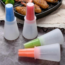 (As show, One size) LINJOU 4 Pieces Silicone Oil Bottle Brush, Barbecue/Pastry Spreading Brush(Red, Orange, Green, Blue)