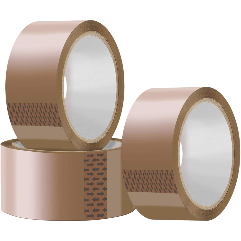 (Brown) Tape 3 Roll Parcel Tape 48mm x 66M Heavy Duty Secure and Sticky Fragile Packing Tape