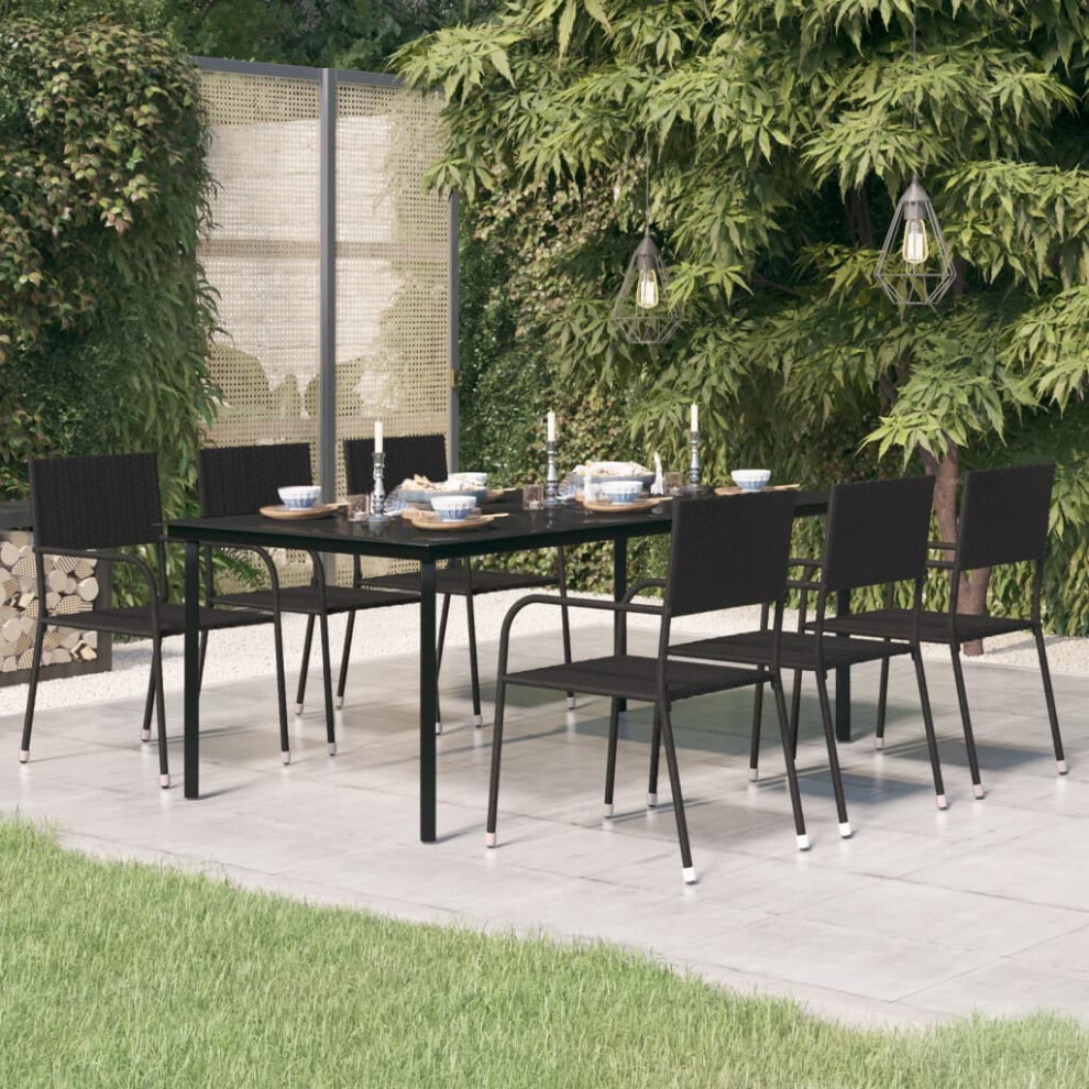 vidaXL Garden Dining Table Black 200x100x74 cm Steel and Glass-image-OPC-PG59DMG-NEW