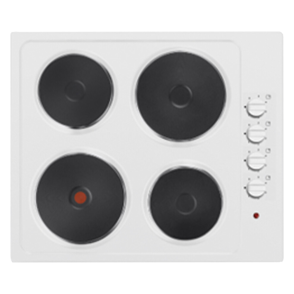 Statesman Eh160wh 4 Plate Electric Hob Cooktop, Small & Large Hotplates, 5500 W Combined Power, Side Dial Control, 60Cm. White