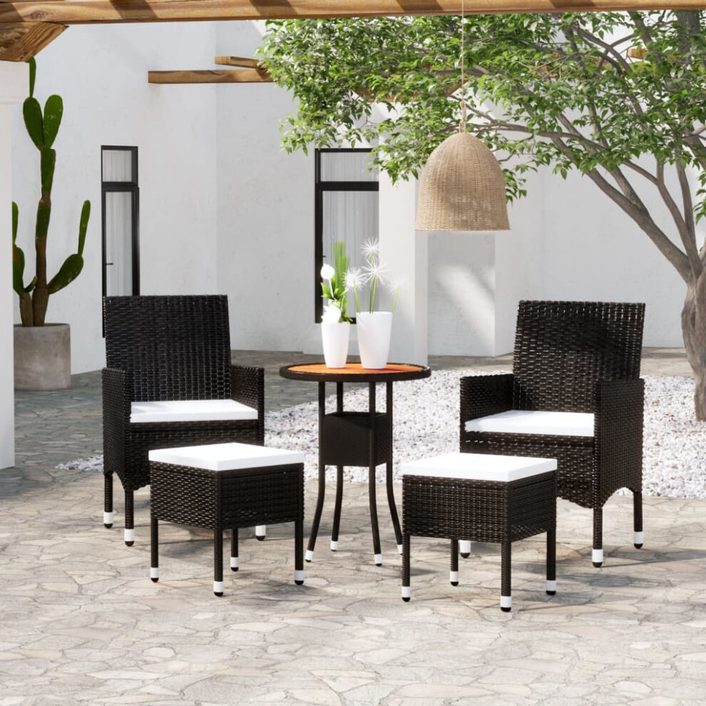 vidaXL Salon de jardin 5 pi   ces en r   sine tress   e noire