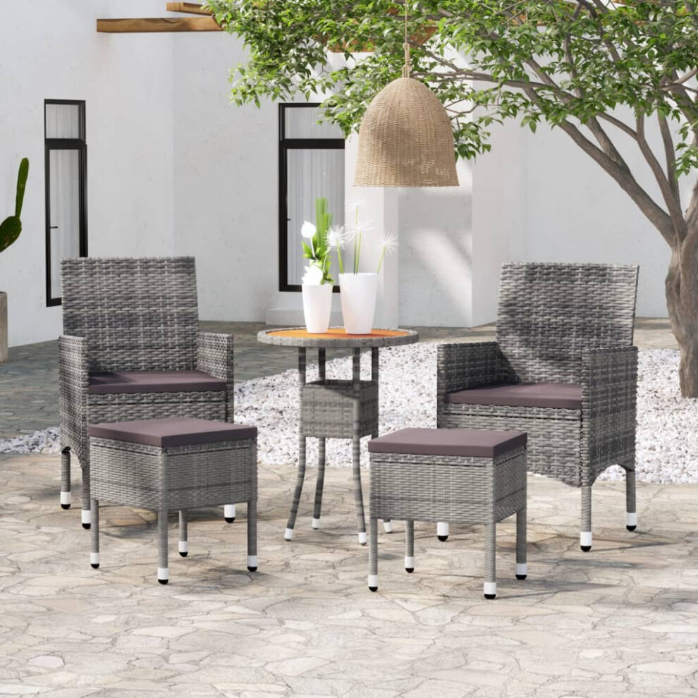 vidaXL Salon de jardin 5 pi   ces en r   sine tress   e grise