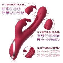 (red) 4-in-1 Rabbit Vibrator Vibrating Dildo Women G spot Clitoris Sex Toy