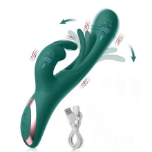 (green) 4-in-1 Rabbit Vibrator Vibrating Dildo Women G spot Clitoris Sex Toy