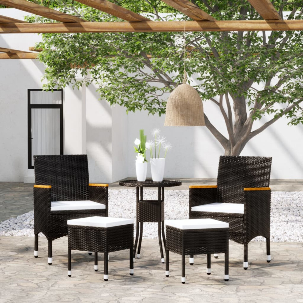 vidaXL Salon de jardin 5 pi   ces en r   sine tress   e noire