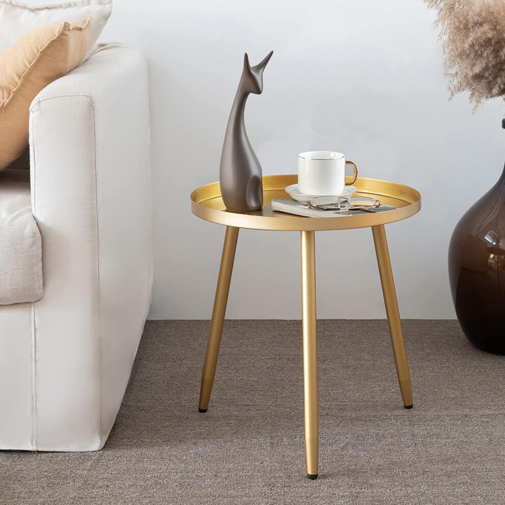 (Gold) Round table, metal end table, bedside table/small table for living room