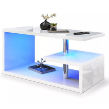 (White) Hampton&Stewart Coffee Table w/ Storage Sofa End