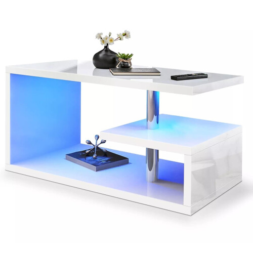 (White) Hampton&Stewart Coffee Table w/ Storage Sofa End