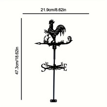 Eisen Silhouette Gartenkunst Majestätische Hahn Weathervane Dekorative Einsatz, Metallwesathercock für Farm Yard Home Decor -Ornament