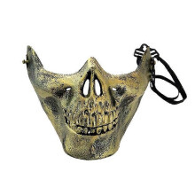 (Gold, One size) Halloween Outdoor Half Face Mask Costume Portable Protective Ear Airsoft Skull Mask For Hunting Game Cs Masquerade Shooting Paintball Bb