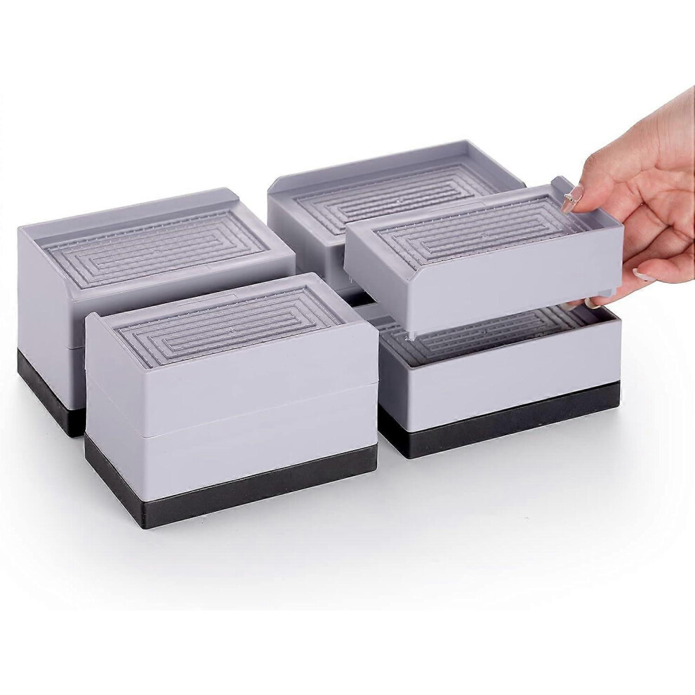 (As Show, One Size) Linjou Adjustable Furniture Risers Non-Slip Bed Risers, Stackable Couch Risers(Grey) 5093216530602