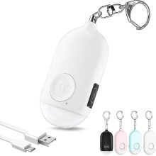 (As show, One size) LINJOU Rechargeable Anti wolf siren Alarm for Girl Kid Elderly Student(White
