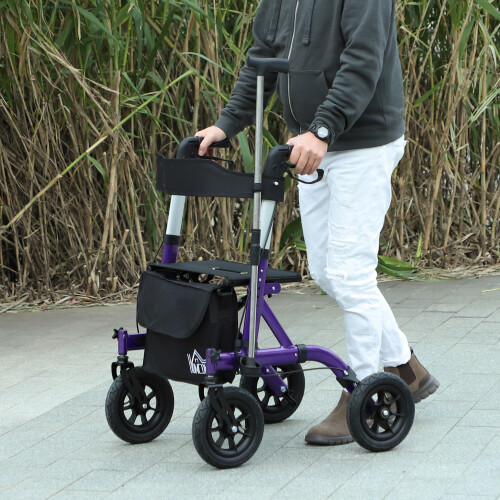 Homcom HOMCOM Rollator Walker with Seat, Backrest, Bag, All-terrain Wheels