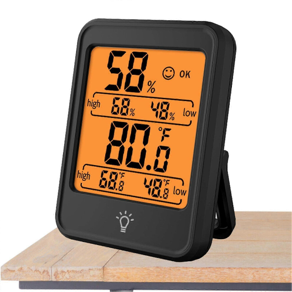 Black (As Show, One Size) Linjou Air Temperature Thermometer, Room Hygrometer Thermometer, Humidity Monitor Meter(Black)