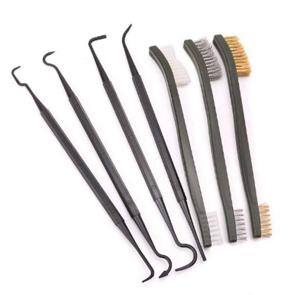 (As Show, One Size) Linjou Nylon Wire Brush Set ,Hook Cleaning Brush Set, Brass Stainless Steel Wire(7 Pieces) 5093216521082