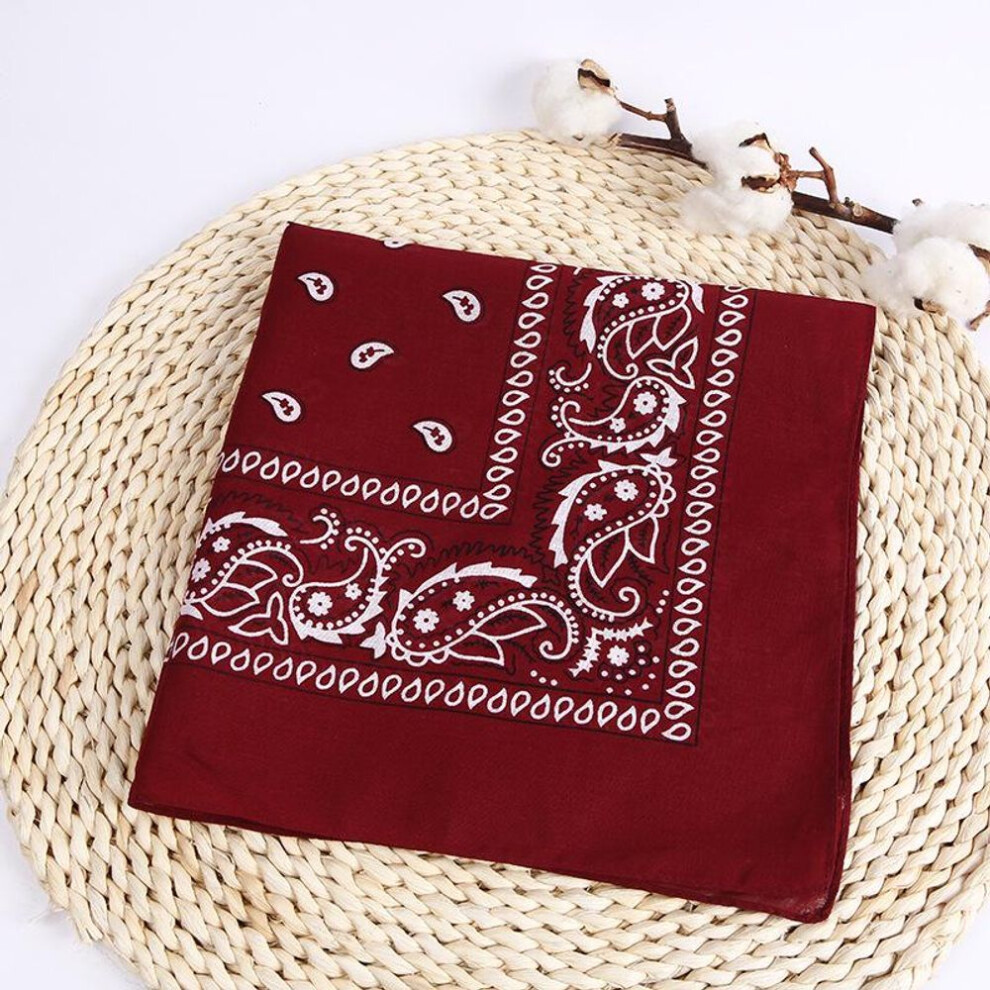 (wine red) New Fashion Hip Hop Cotton Bandana Square Scarf Black Red Headband Printed For Boys/girls