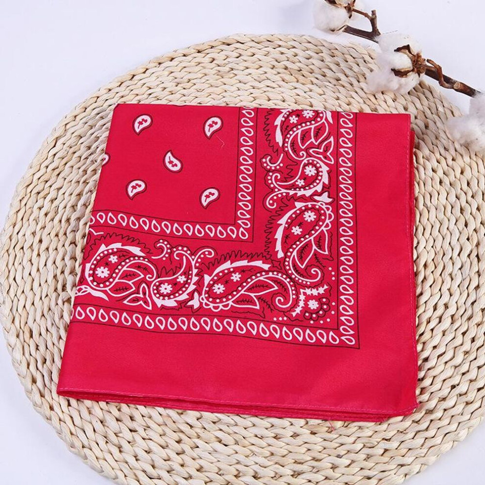 (rose red) New Fashion Hip Hop Cotton Bandana Square Scarf Black Red Headband Printed For Boys/girls