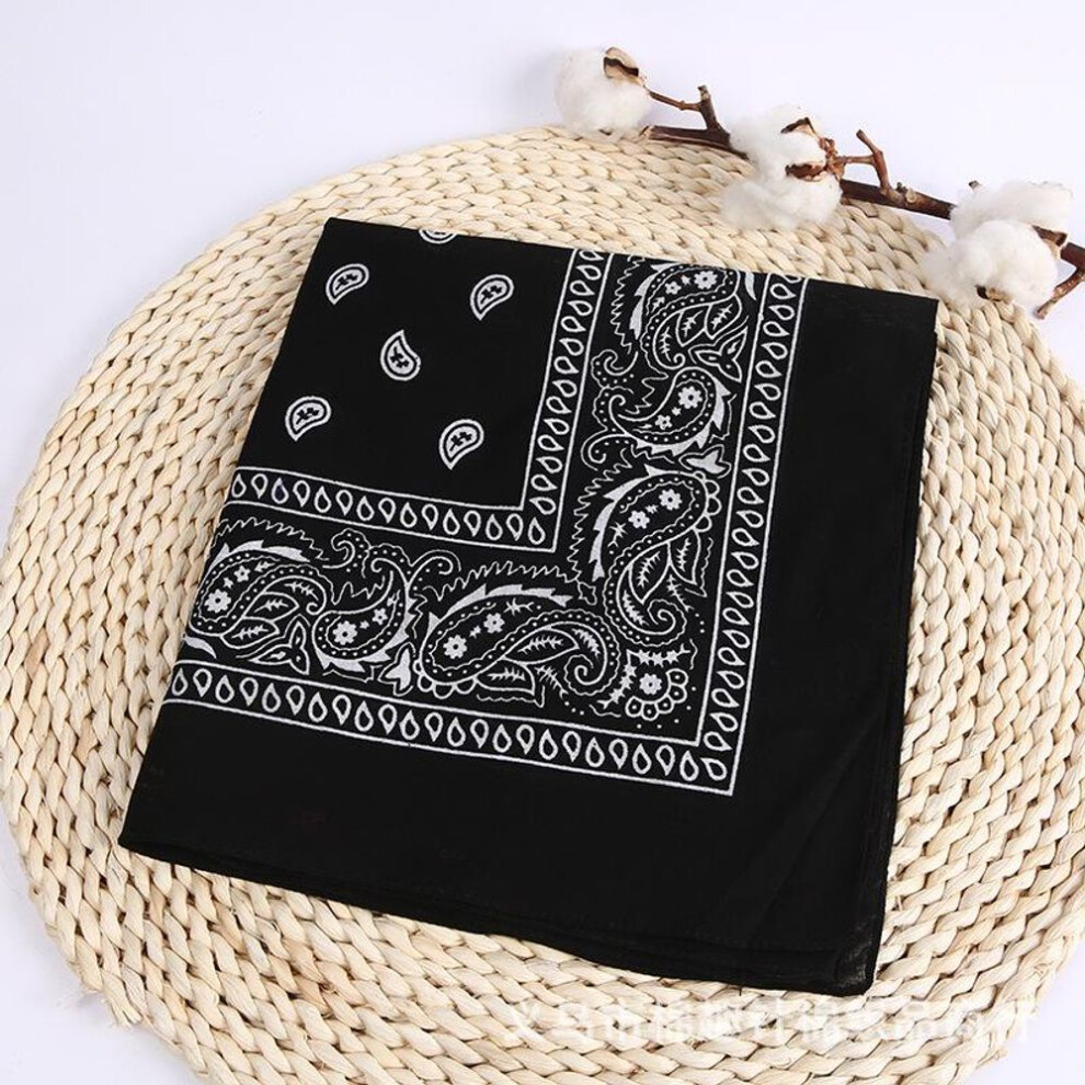 (black) New Fashion Hip Hop Cotton Bandana Square Scarf Black Red Headband Printed For Boys/girls