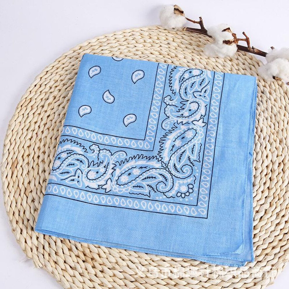 (sky blue) New Fashion Hip Hop Cotton Bandana Square Scarf Black Red Headband Printed For Boys/girls