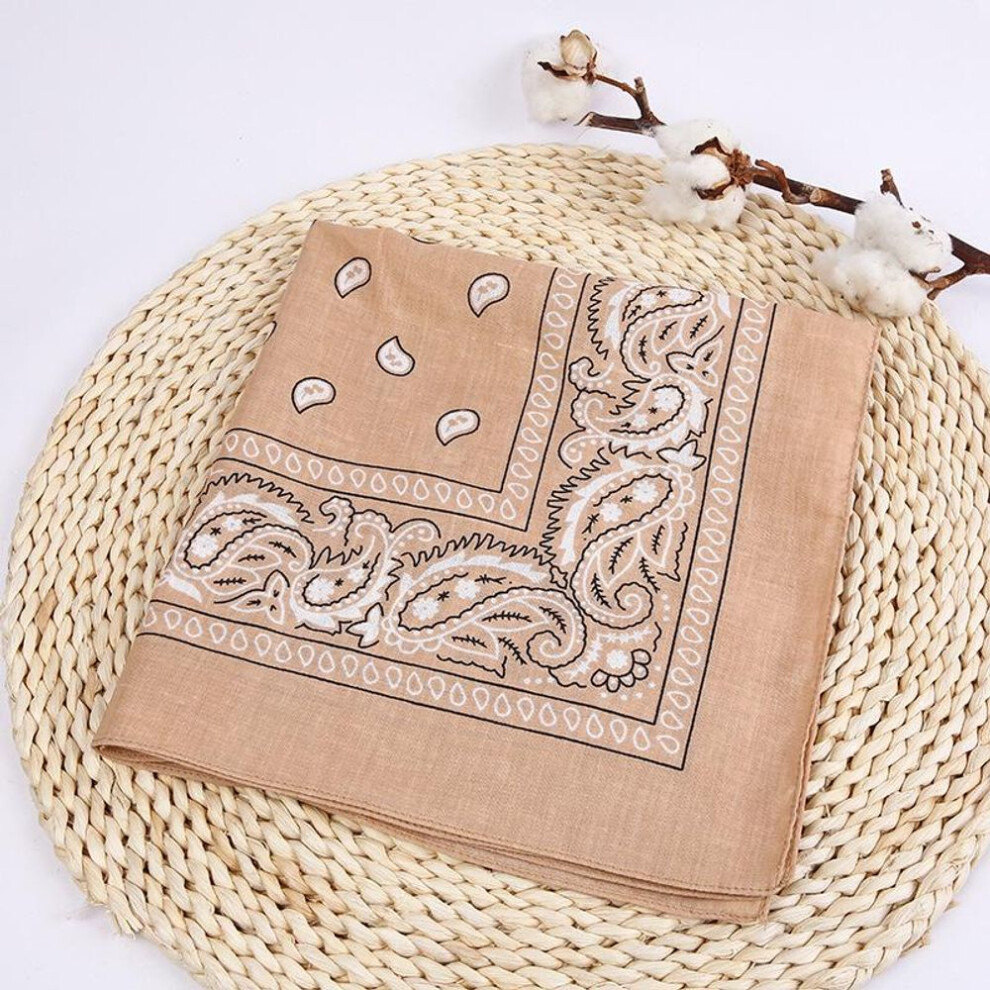 (beige) New Fashion Hip Hop Cotton Bandana Square Scarf Black Red Headband Printed For Boys/girls