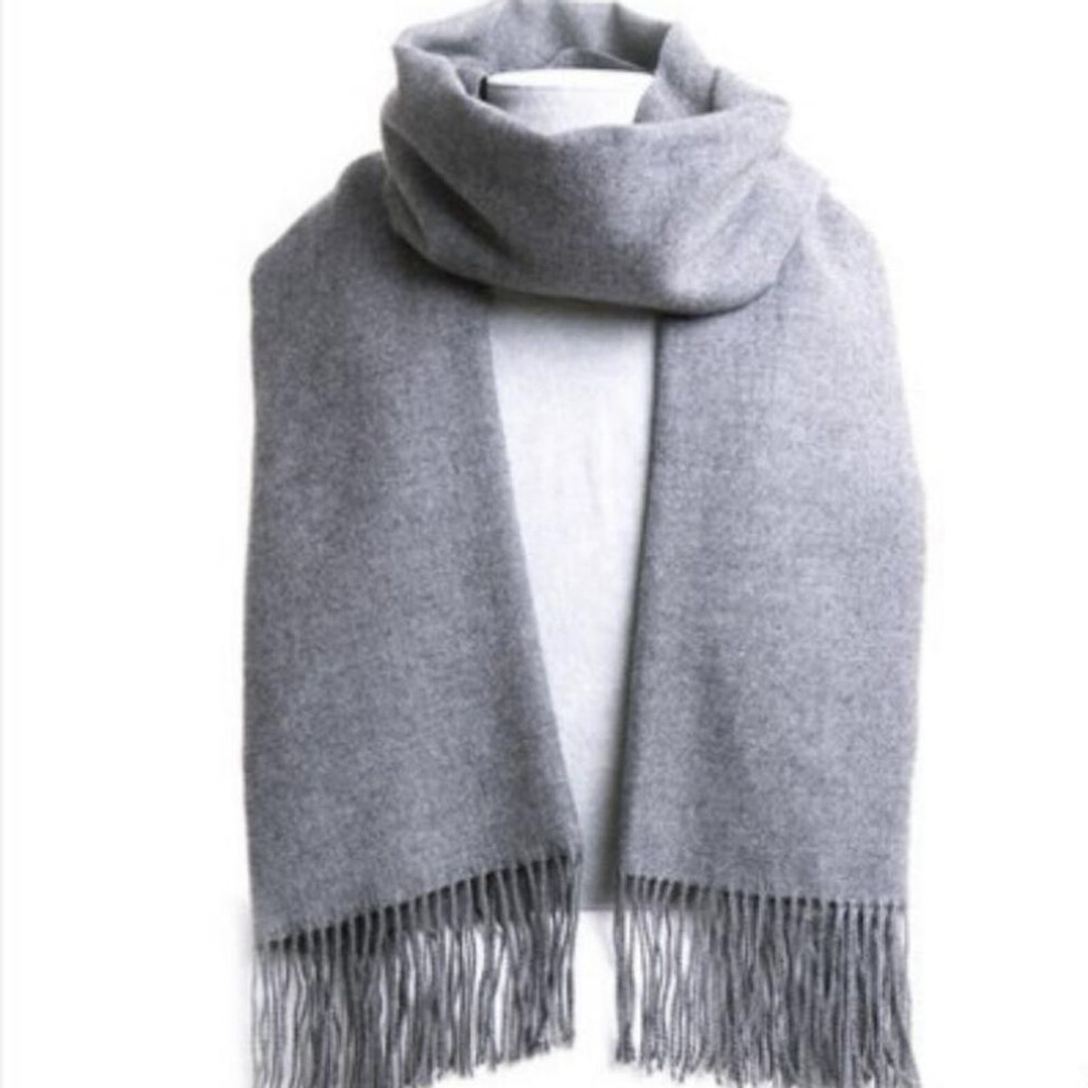 (light grey) Men Cashmere Scarf Plain Pure Color Pashmina Shawls Scarves