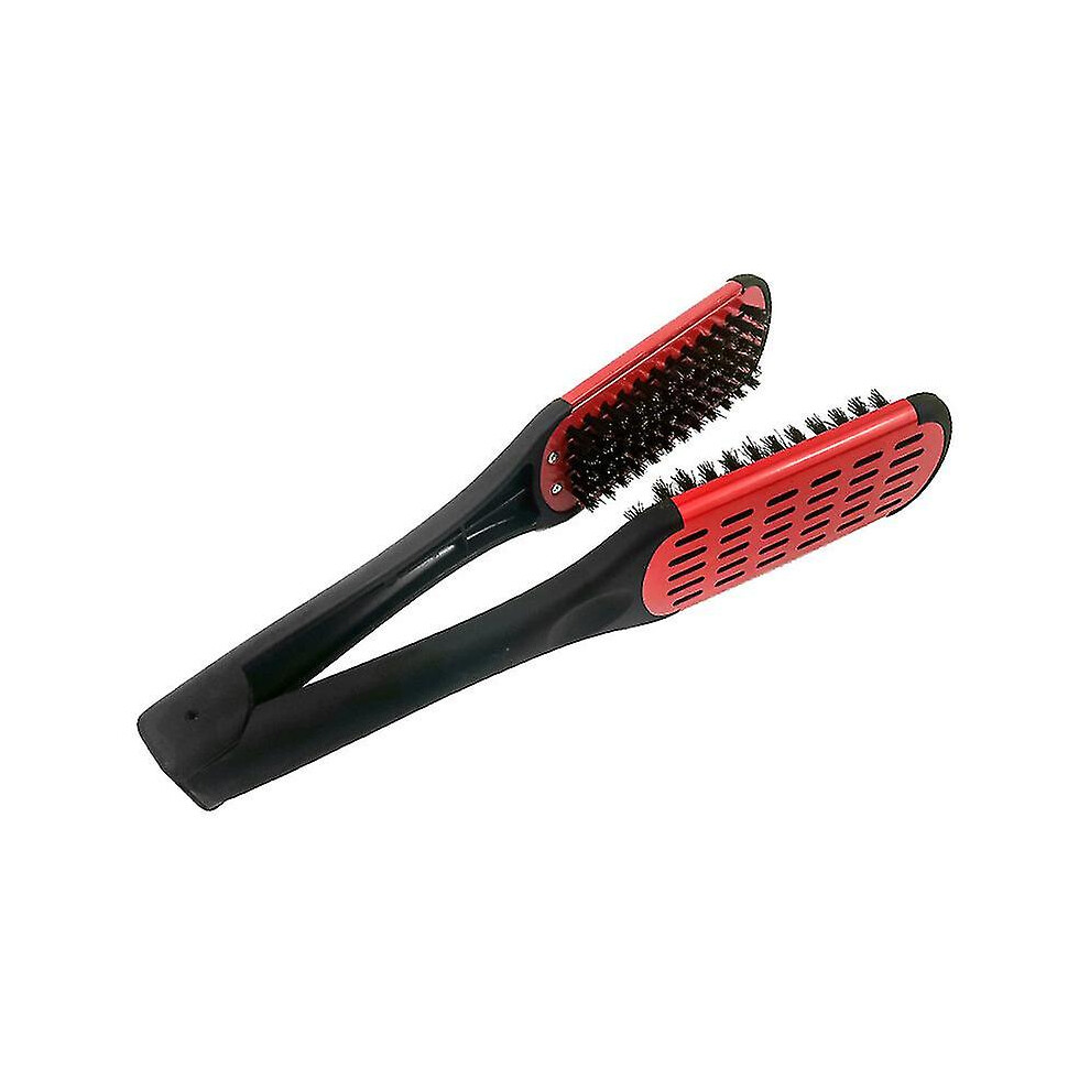 (red-black, One size) Bristles Clamp Hair Straightener Brush Comb Hair Detangler Brush Hair Styling Tool Double Sided Brush-image-OPC-PG59PYN-NEW
