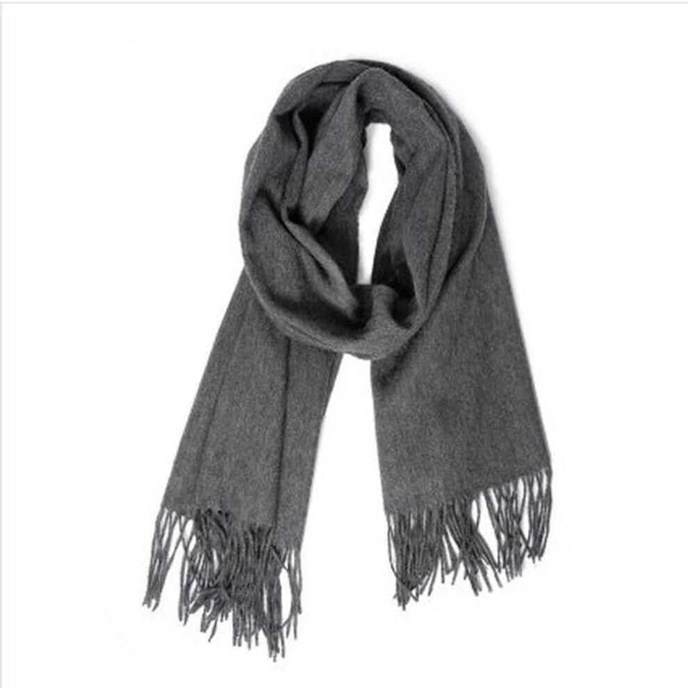 (dark gray) Men Cashmere Scarf Plain Pure Color Pashmina Shawls Scarves