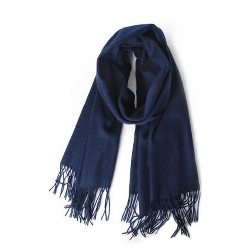 (navy blue) Men Cashmere Scarf Plain Pure Color Pashmina Shawls Scarves