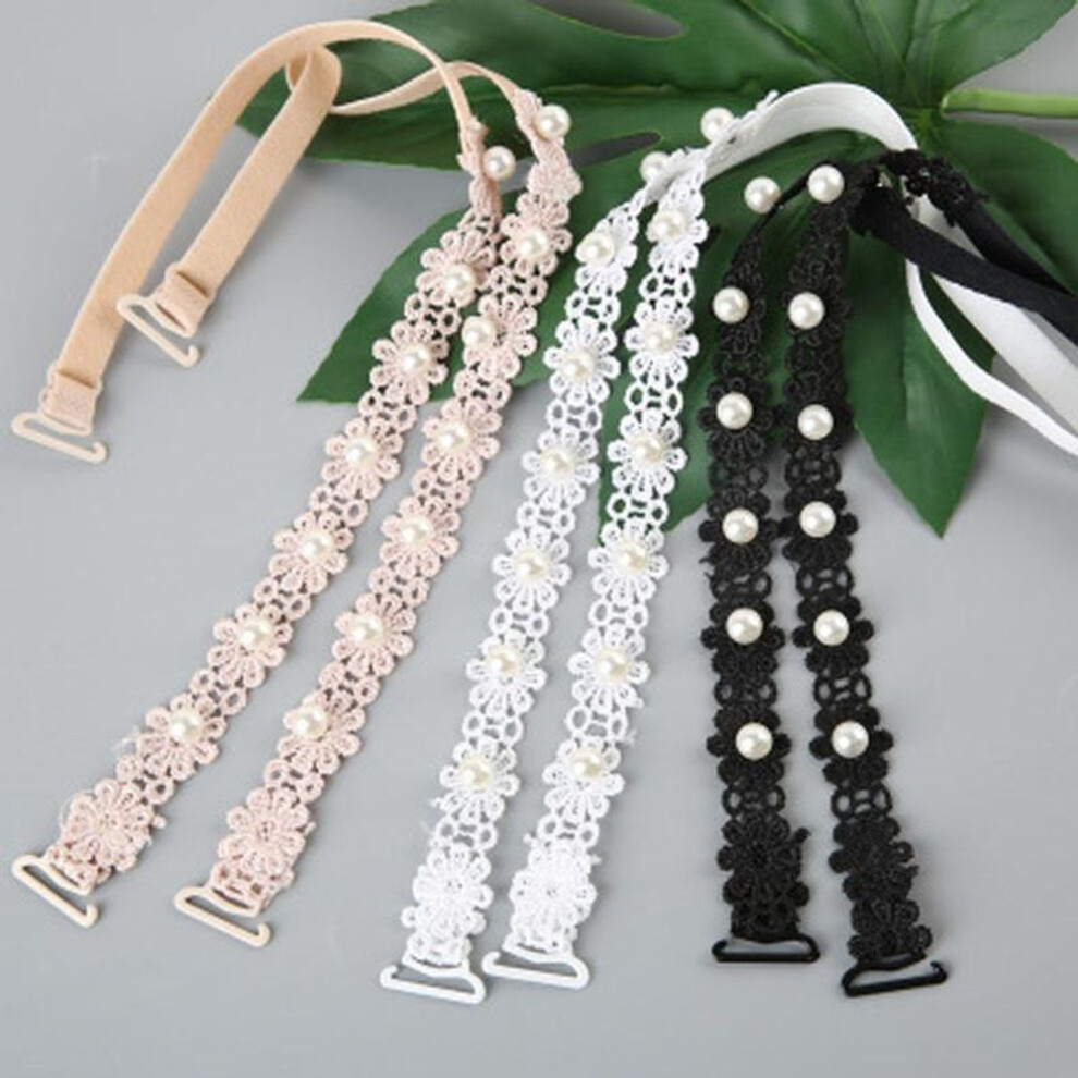 (beige) Sexy Fashion Invisible Bra Straps Fashion Lace Underwear Aglet Antiskid Buckle Lace Shoulder Straps