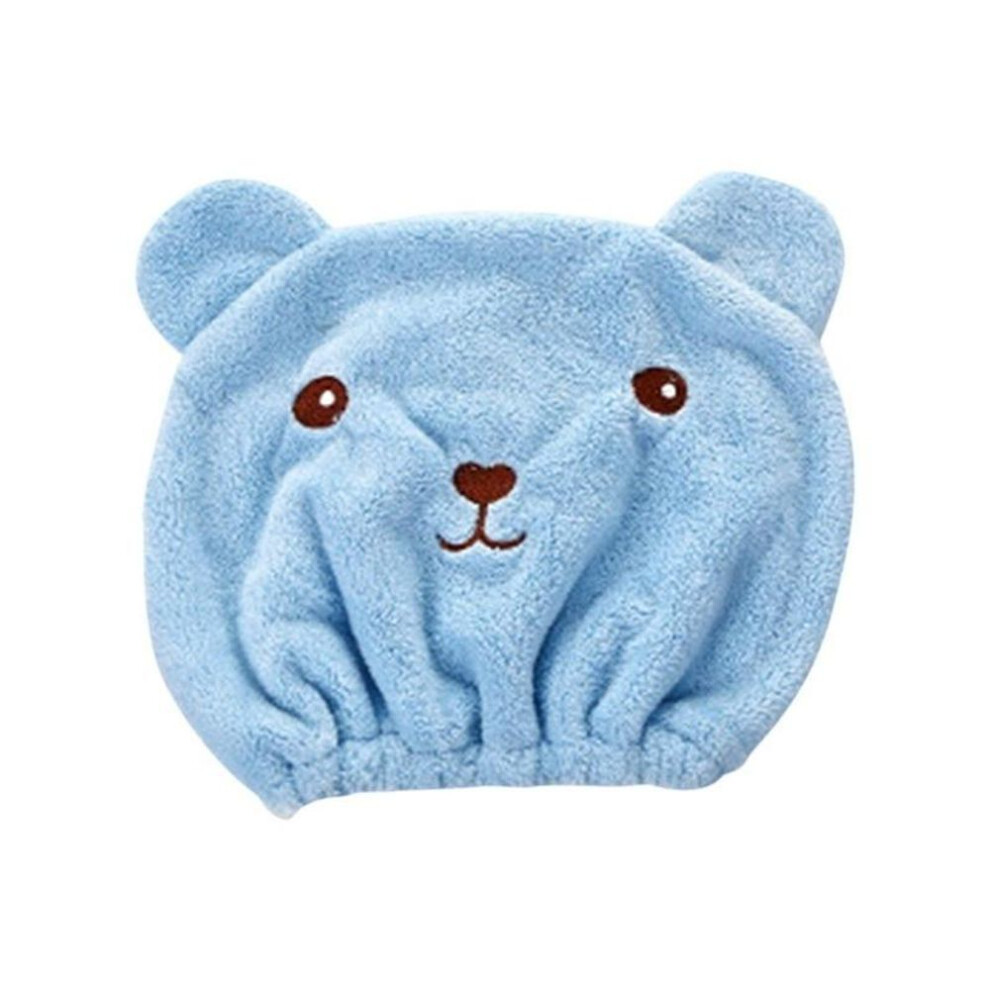 (blue) Bathroom Super Absorbent Quick-drying Microfiber Bath Towel Hair Dry Cap Salon