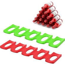 (As show, One size) LINJOU 2Pcs Anti-Slip Silicone Foldable Wine Rack Beer Can Holder Organiser, Hold Maximum 15 BottlesRed & Green