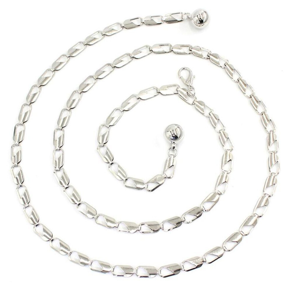 (silver) Waist Chain For Women Metal Hook Adjustable Waist Chain Decorative Dress Chain