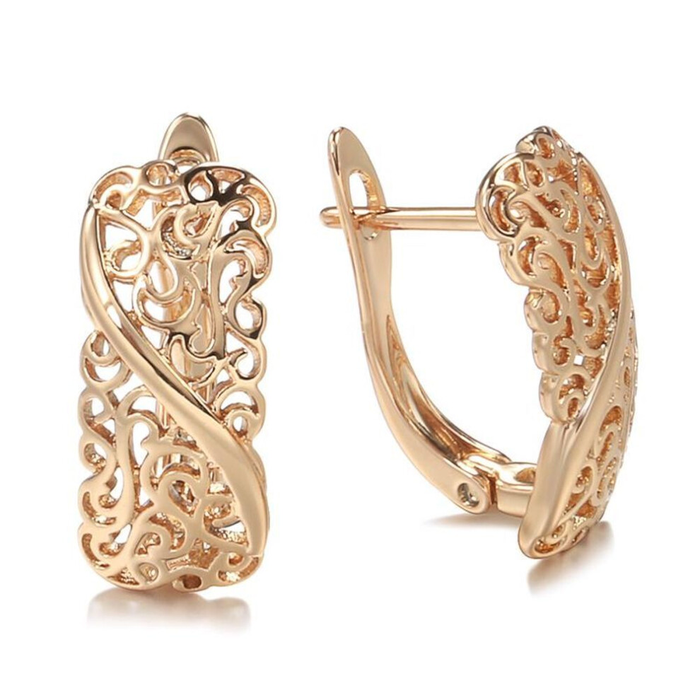 Vintage Hollow English Earrings For Women Kinel Rose Gold Color Fashion Jewelry
