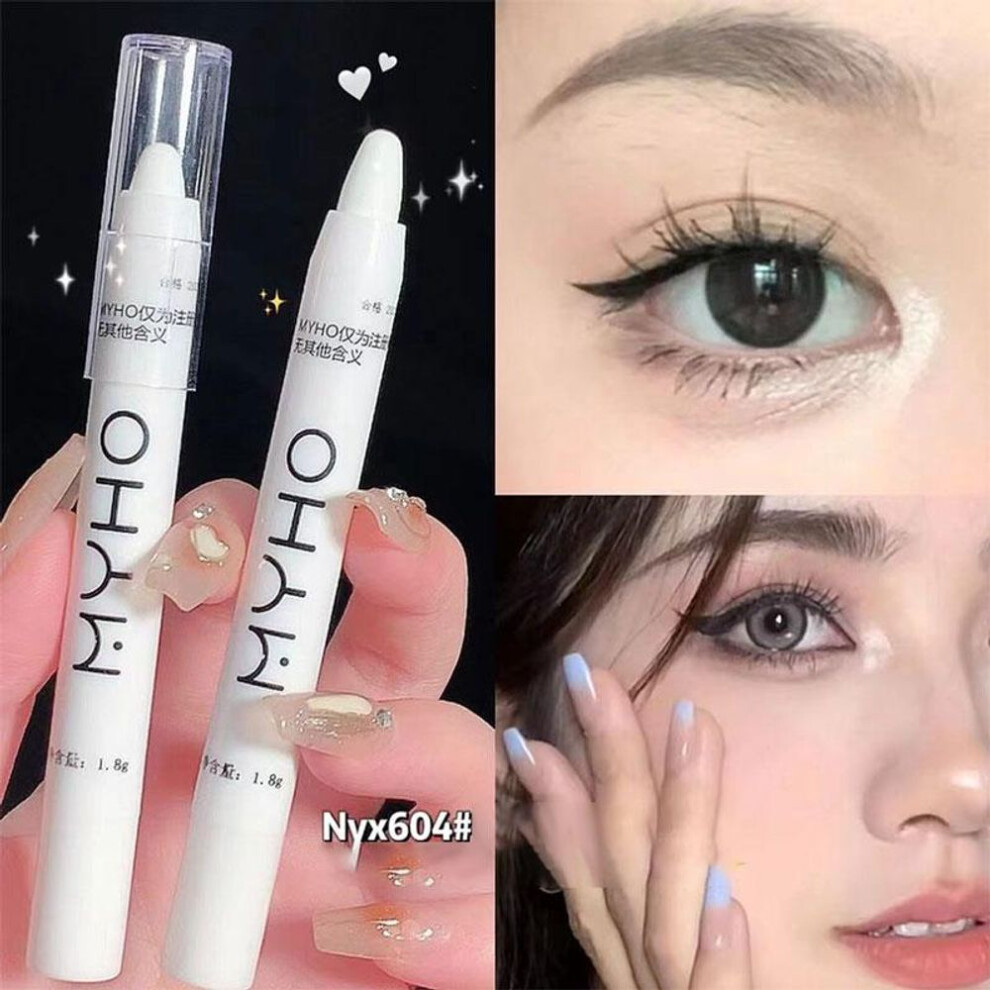 (01 # Matte White) Glitter Highlighter Pen Pearlescent Lying Silkworm Pencil Waterproof Long-lasting Brightening Eyes Stick White Silver Eye Makeup
