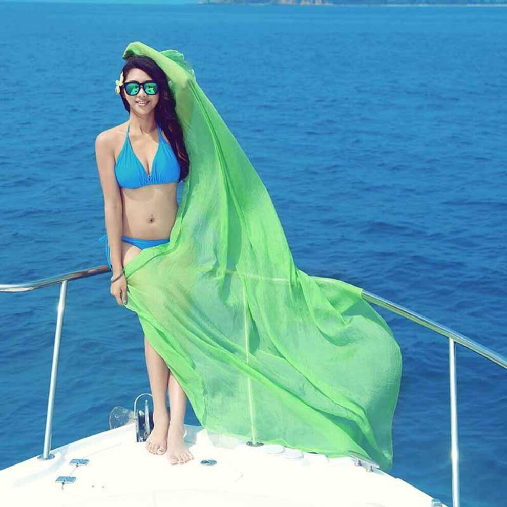 (light green) Women Solid Color Summer Style Beach Sunscreen Scarves/Fashion Chiffon Beach Scarf Shawl
