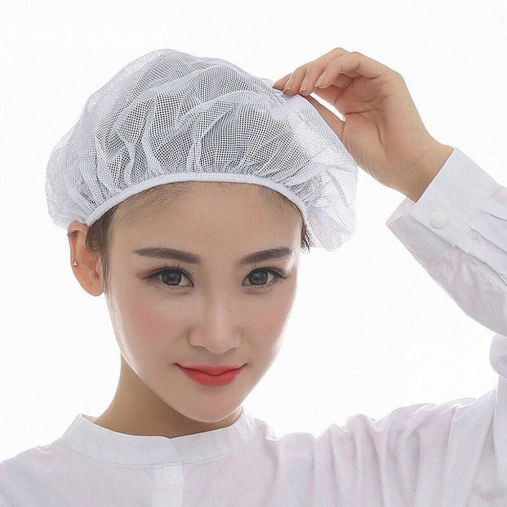 (white) Mesh Chef Hat Reusable Kitchen Restaurant Hotel Bakery Hat Catering Cooking Cap Workshop Cap