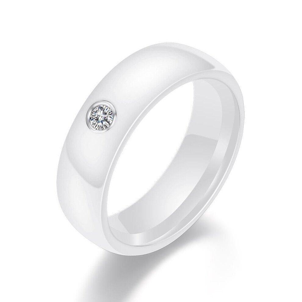 (white, 7) Black And White Ceramic Ring Fashion Men And Women Trend Couple Diamond Ring Jewelry