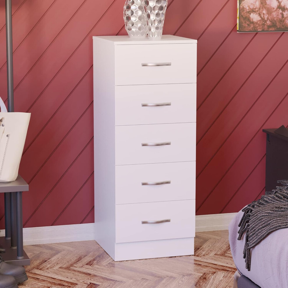 (White) Designs Drawer Narrow Chest Tall Bedroom Storage Unit Sliding Drawers Bedroom Furniture White