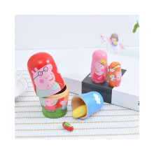 Decoraci?n pintada a mano 6 capas Peppa Pig Matryoshka juguete de regalo creativo ruso