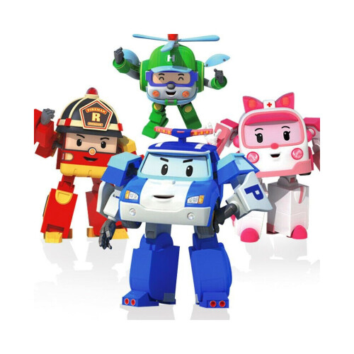 4 pezzi Robocar Poli Ambe Roy Helly Robot Transformers Giocattoli Regali educativi per bambini 1