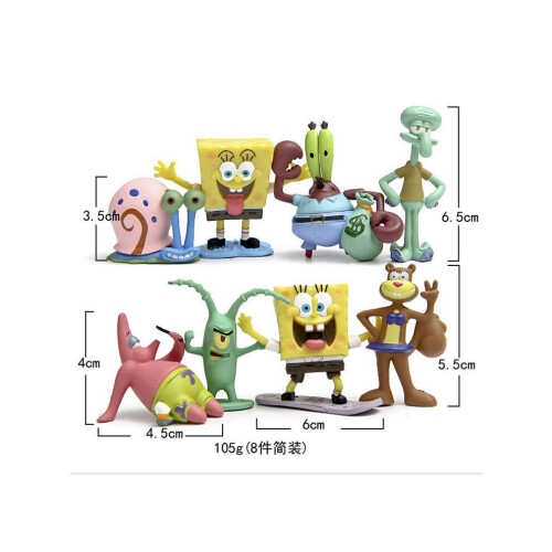 8x Figura de a??o do Bob Esponja Patrick Star Lula Molusco 1
